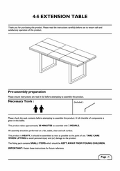 Homebase 4-6 EXTENSION TABLE Manual