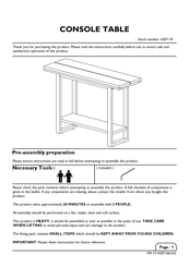 Homebase CONSOLE TABLE Quick Start Manual
