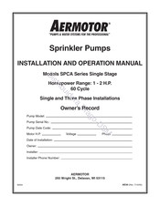 aermotor SPCA-3-100 Installation And Operation Manual