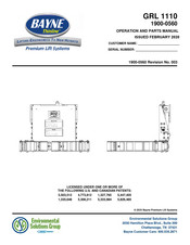 Bayne Thinline GRL 1110 Operation And Parts Manual