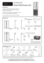 Homestyles Closet Wall Drawer Unit 20 05050 0075 Manual