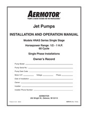 aermotor HNAS Series Installation And Operation Manual