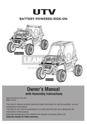 Lean Cars UTV Owner's Manual With Assembly Instructions