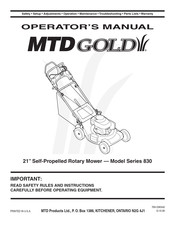 MTD Gold 830 Series Operator's Manual