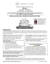 american flame AF-LMF-RV Installation And Operation Instructions Manual