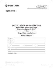 Pentair AERMOTOR VNA2 Series Owner's Manual