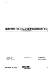 Lincoln Electric NERTAMATIC 450 Instructions For Use Manual