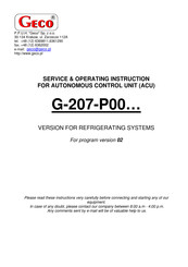 Geco G-207-M12345D-P00 Service & Operating Instructions