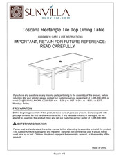 Sunvilla Toscana FTA19831 Assembly / Care & Use Instructions