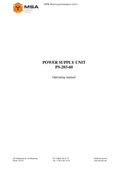 MSA PS-203-60 Operating Manual