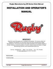 Rugby SR-4016B Installation And Operation Manual