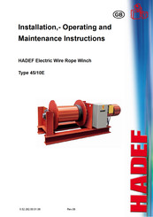 HADEF 45/10E Installation, Operating And Maintenance Instructions