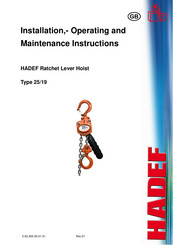 HADEF 25/19 Installation, Operating And Maintenance Instructions