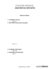 systectherm ADAX NEO H 06 Installation Manual