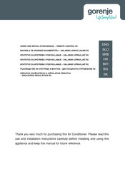 Gorenje R2 User And Installation Manual