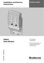 Buderus FM443 Installation And Service Instructions Manual