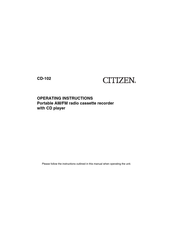 Citizen CD-102 Operating Instructions Manual