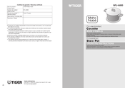 Tiger NFJ-A600 Operating Instructions Manual