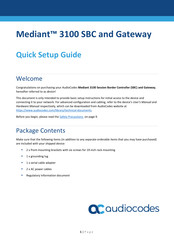 AudioCodes Mediant 3100 Quick Setup Manual
