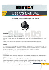 Shehds 100W LED 6in1 RGBWA+UV COB Blinder User Manual