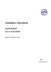CFA SG 50E Installation Instructions Manual