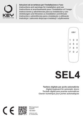 Key Automation SEL4 Instructions And Warnings For Installation And Use