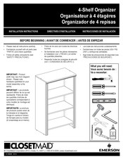 Emerson ClosetMaid 4-Shelf Organizer Installation Instructions Manual