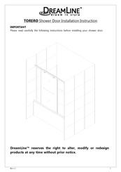 Dreamline TORERO Installation Instruction