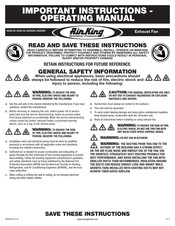 AirKing AKZA200 Important Instructions And Operating Manual