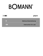 BOMANN DT271 Instructions For Use Manual