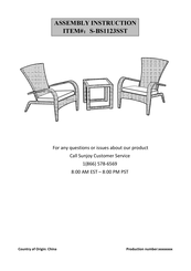 Sunjoy S-BS1123SST Assembly Instruction Manual