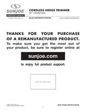 SNOWJOE sunjoe 20ViONLTE-HT20-RM Manual