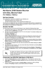 ADTRAN 1700610L2 Quick Start
