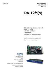Sams DA-12fss User Manual For Use And Maintenance