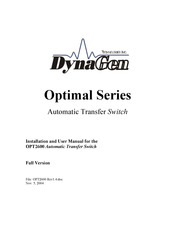 DynaGen OPT2600-3-480V-E Installation And User Manual