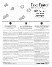 Black & Decker Price Pfister 805 Series Quick Start Manual
