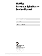 Watkiss Automation Automatic SpineMaster Service Manual