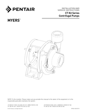 Pentair MYERS CT Series Installation And Service Instructions Manual