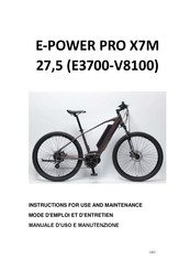 Denver Orus E-POWER PRO X7M 27.5 E3700 Instructions For Use And Maintenance Manual