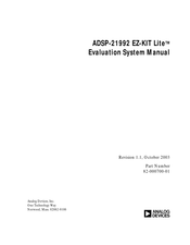 Analog Devices ADSP-21992 EZ-KIT LITE System Manual