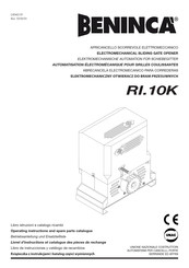 Beninca RI.10K Operating Instructions And Spare Parts Catalogue