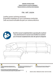 Costco Leather power reclining sectional 338294 Original Instructions Manual