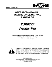 TURFCO Aerator Pro Operator's  Maintenance Manual