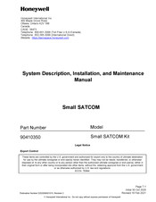 Honeywell Small SATCOM Operation, Installation, And Maintenance Manual