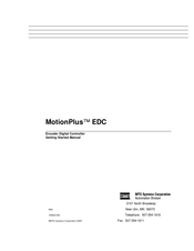 MTS Systems MotionPlus EDC Getting Started Manual