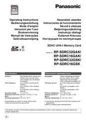 Panasonic RP-SDRC32GSK Operating Instructions Manual