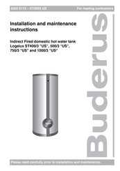 Buderus Logalux ST400/3 US Installation And Maintenance Instructions Manual