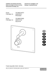 Franke 7612982079092 Installation And Operating Instructions Manual