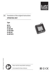 Lutz BE10 Translation Of The Original Instructions