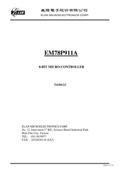 ELAN Microelectronics Corporation EM78P911A Manual